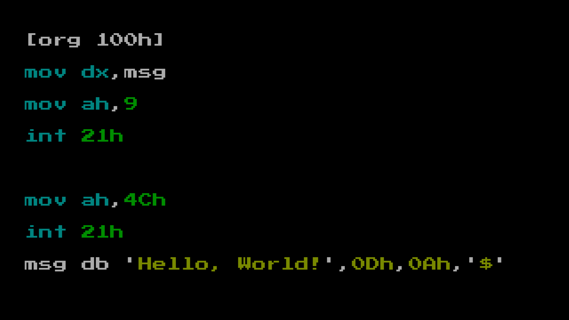 MS-DOS hello world