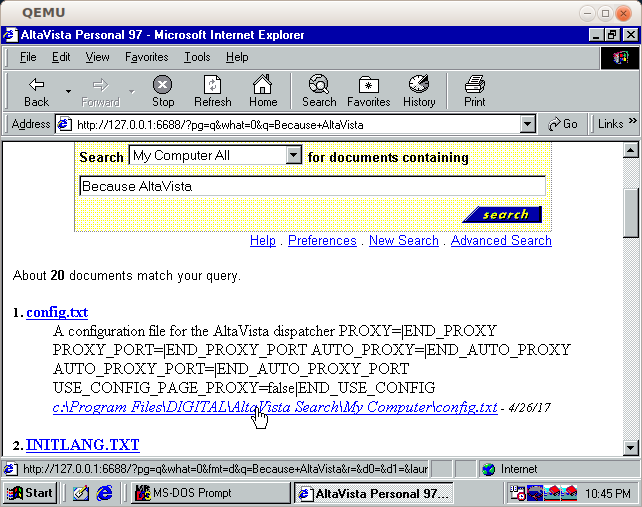 altavista test search