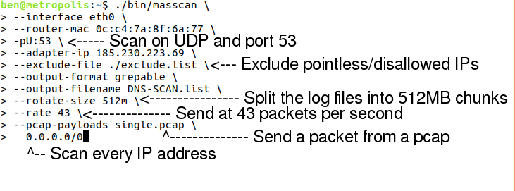The massscan config I used
