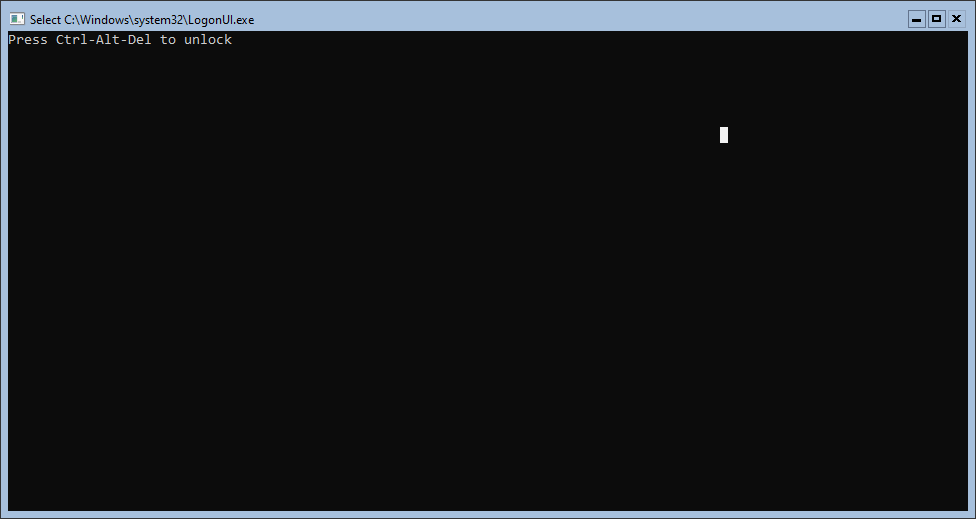 A simple black CMD window saying Press Ctrl Alt Del to login