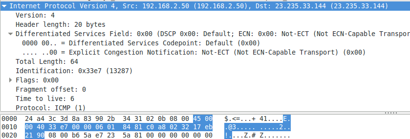 The problem demonstrated in WireShark