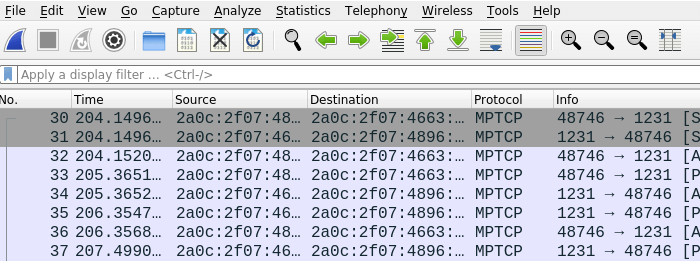 MPTCP Wireshark